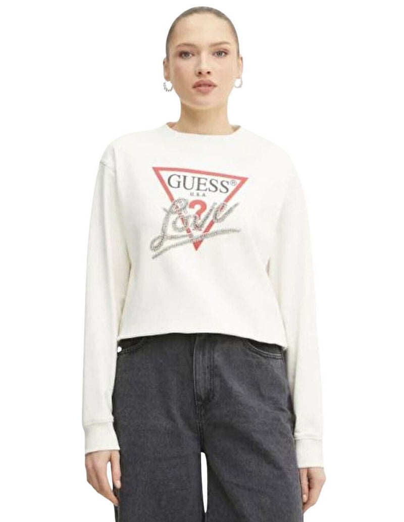 Sudadera GUESS Studded Love Blanca Mujer