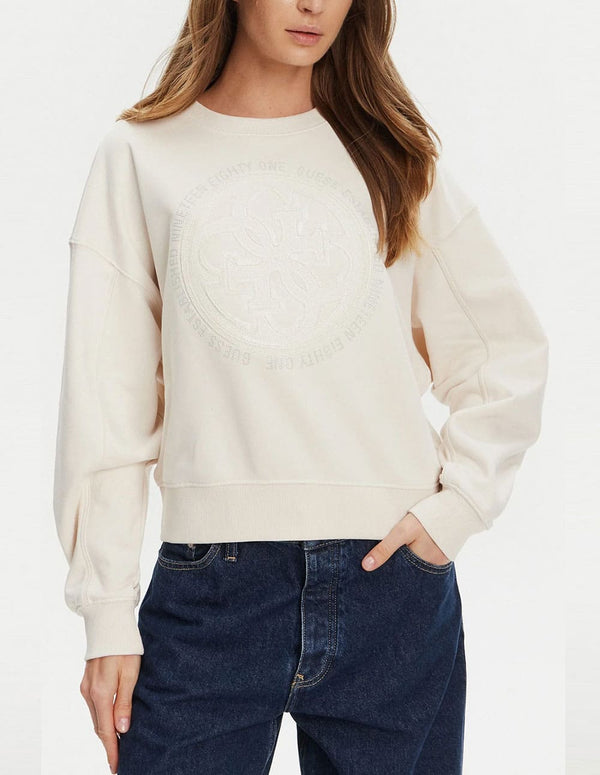 Sudadera GUESS Hotfix Beige Mujer