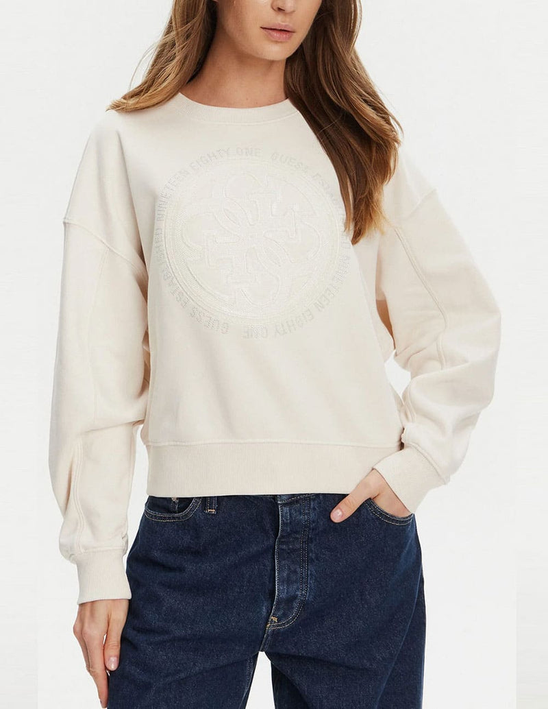 Sudadera GUESS Hotfix Beige Mujer