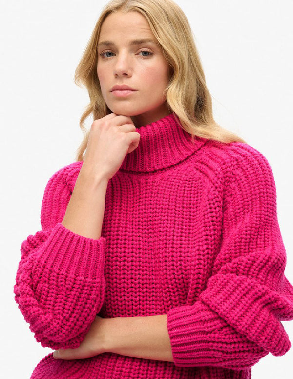 Jersey Superdry de Cuello Vuelto Rosa Mujer