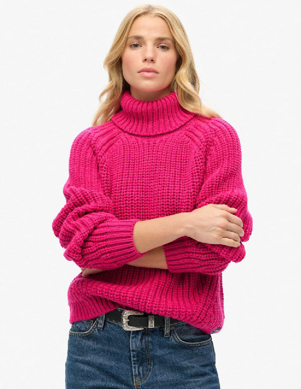 Jersey Superdry de Cuello Vuelto Rosa Mujer