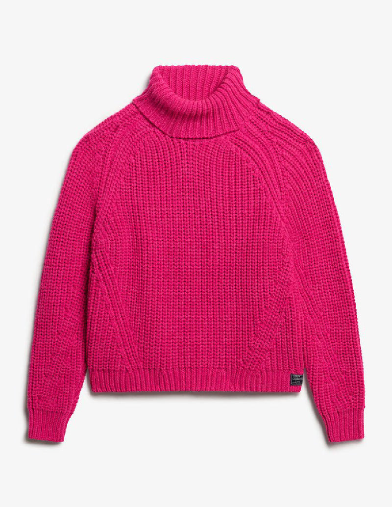 Jersey Superdry de Cuello Vuelto Rosa Mujer