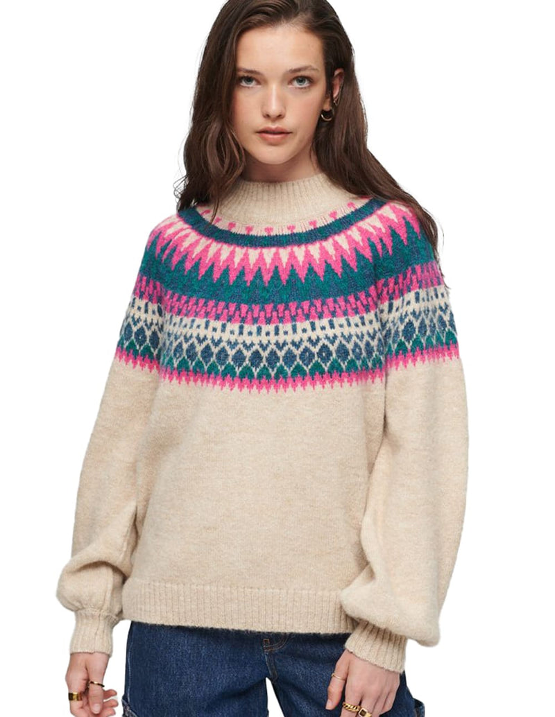 Jersey Superdry Slouchi Pattern Beige Mujer