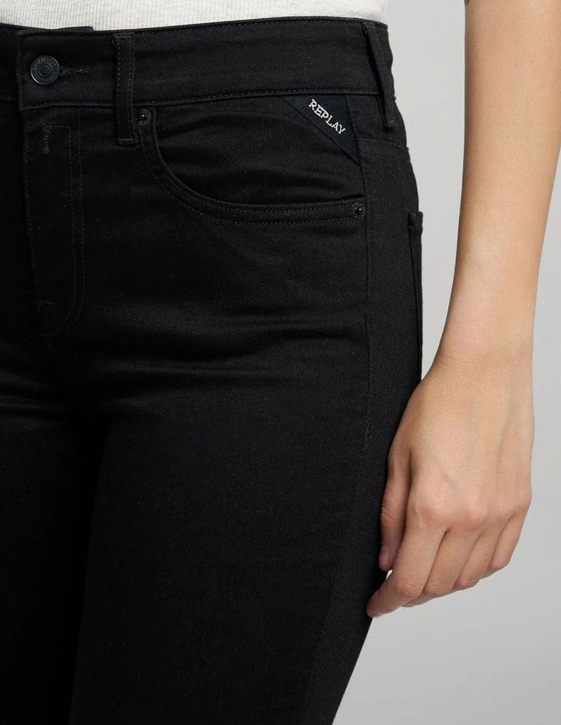 Pantalón Vaquero Replay Joella Acampanado Negro Mujer