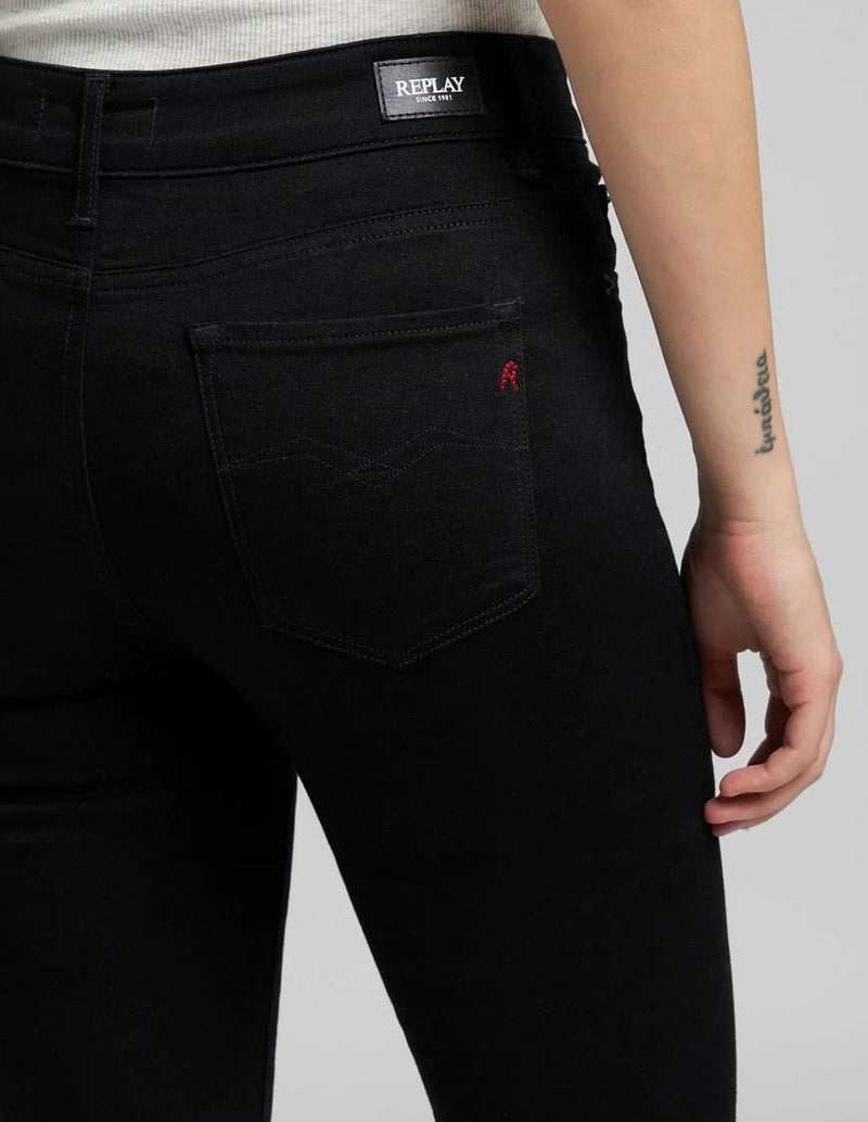 Pantalón Vaquero Replay Joella Acampanado Negro Mujer