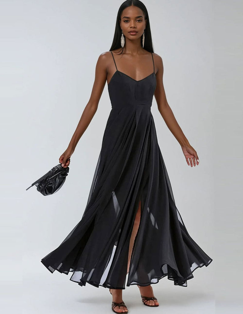 Vestido Maxi RELIGION Olsen de Tirantes Negro Mujer