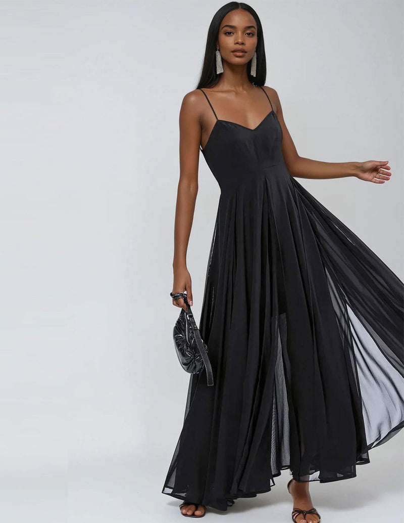 Vestido Maxi RELIGION Olsen de Tirantes Negro Mujer