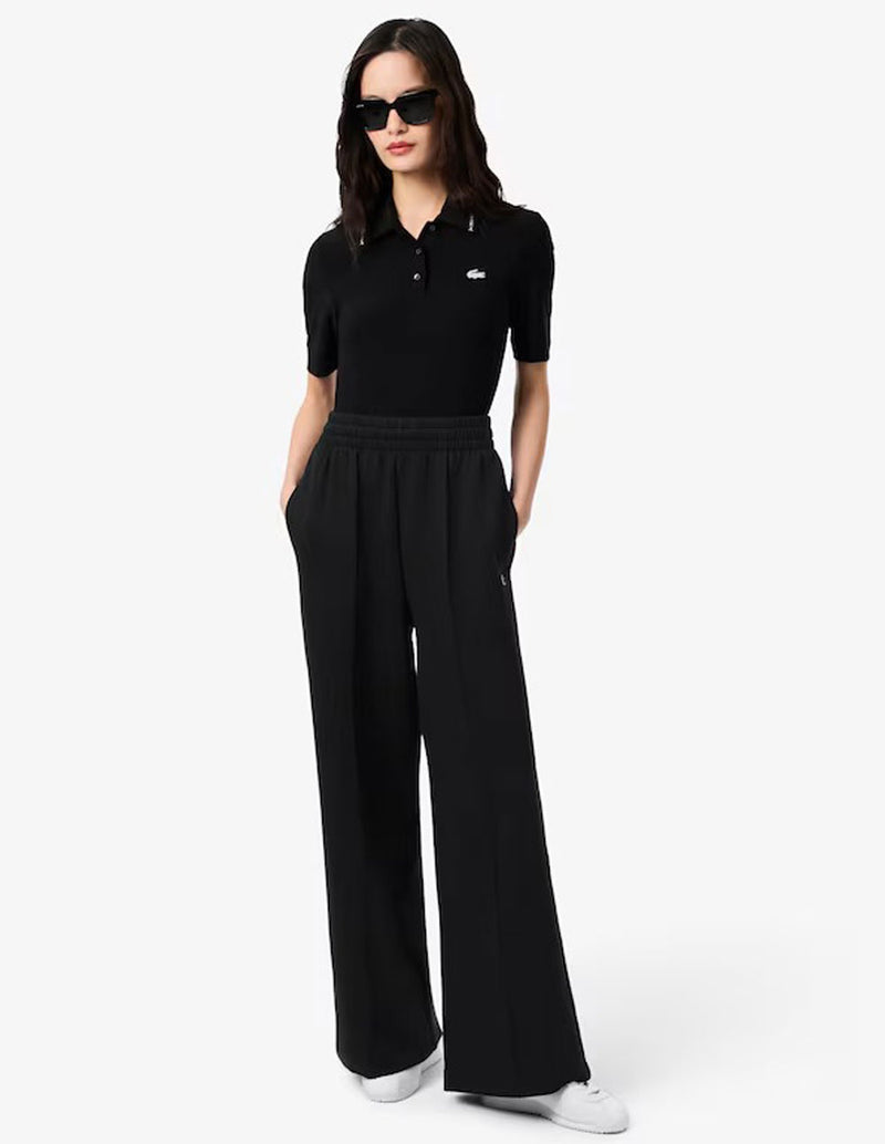 Pantalón de Chándal Lacoste de Corte Ancho Negro Mujer