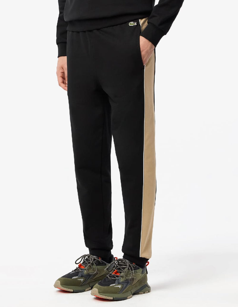 Pantalón de Chándal Lacoste con Logo Negro y Beige Hombre