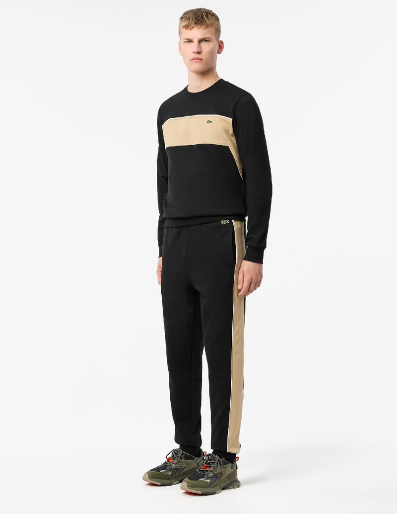 Pantalón de Chándal Lacoste con Logo Negro y Beige Hombre