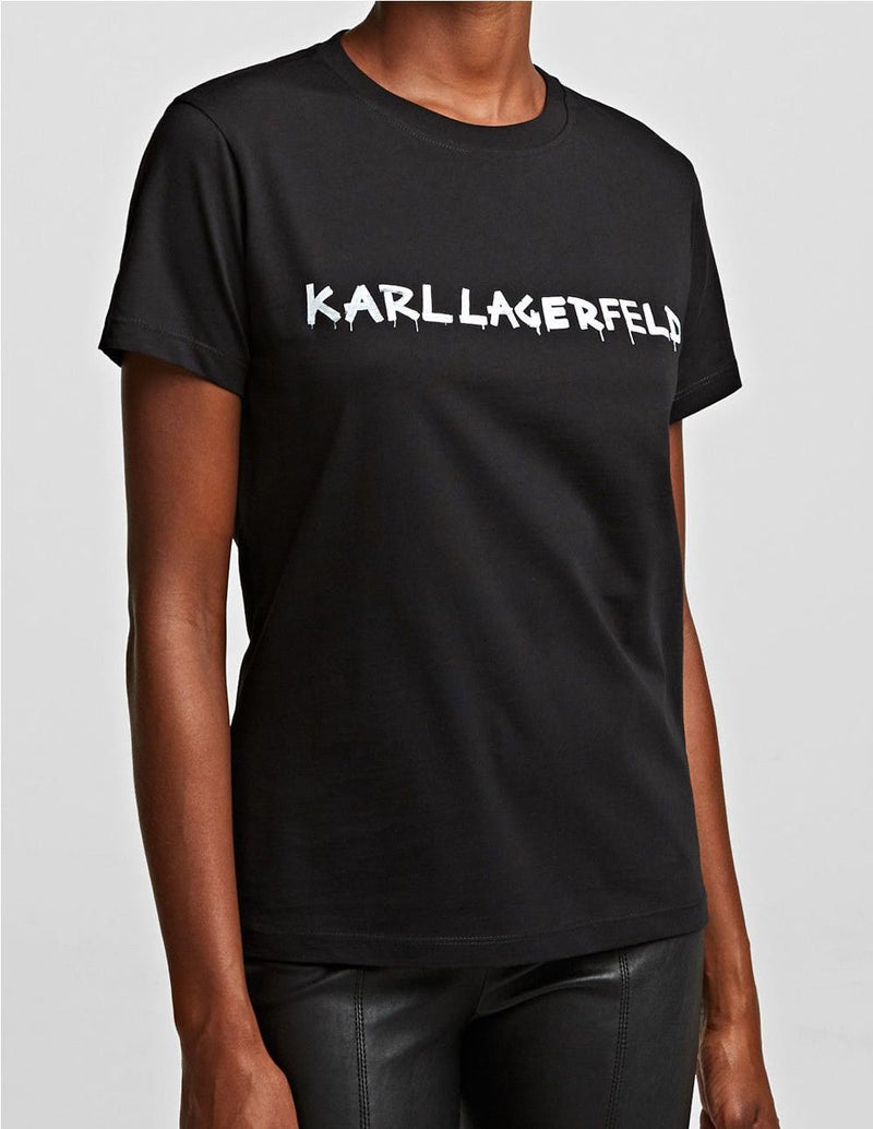 Camiseta Karl Lagerfeld Logo Graffiti Blanca Mujer 206W1701-100 Black