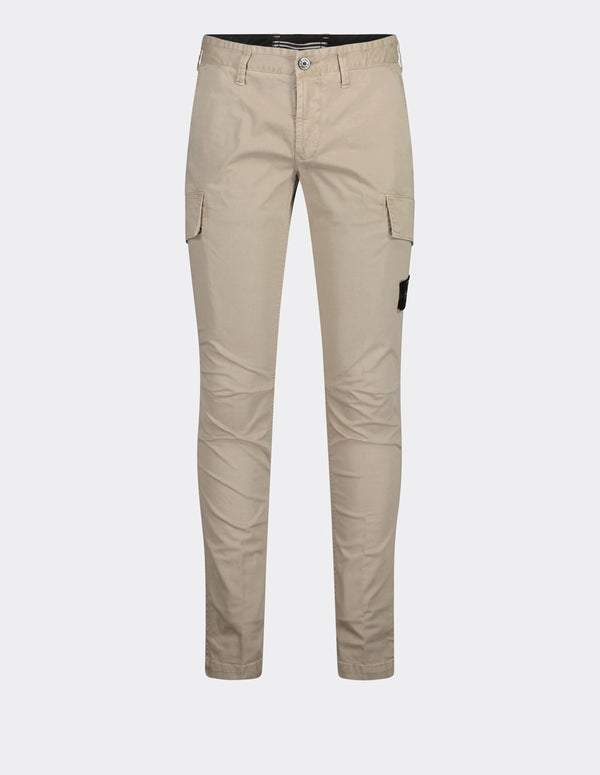 Stone Island Cargo Logo Patch Beige Men's Trousers