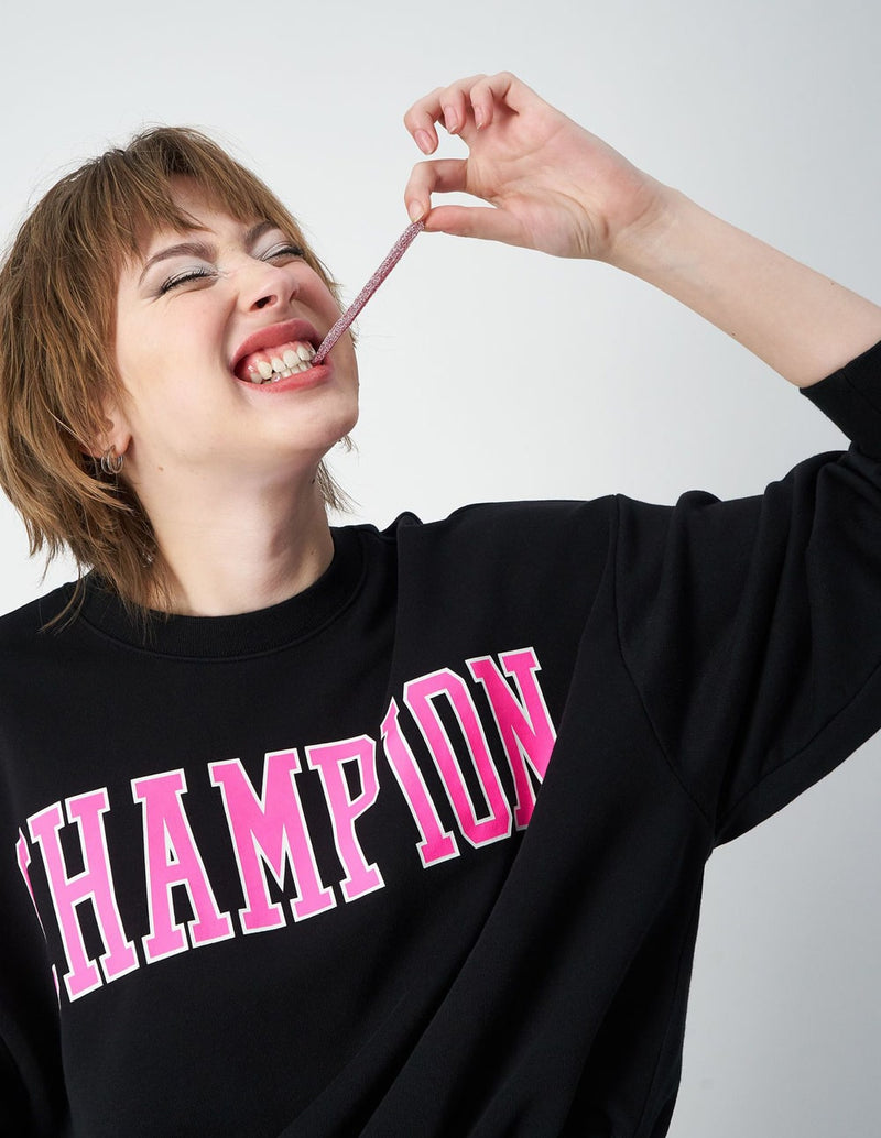 Sudadera Champion Croped Negra Mujer