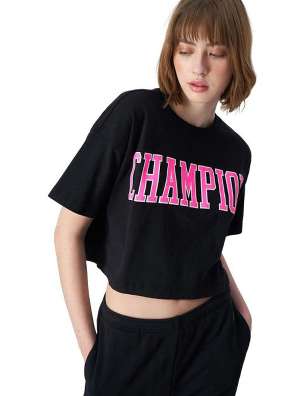 Camiseta Champion Croped Negra Mujer