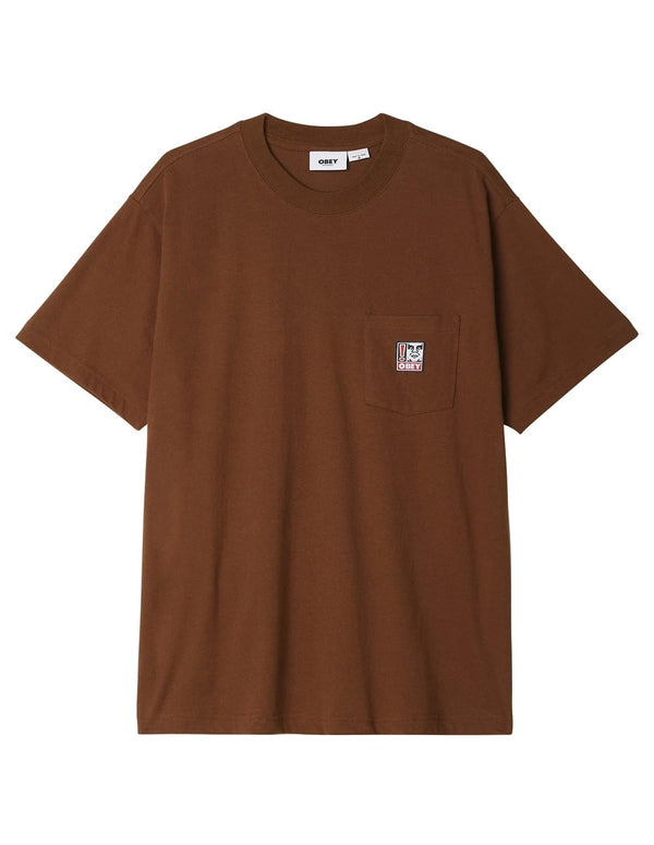 Camiseta OBEY Point Pocket Marrón Hombre