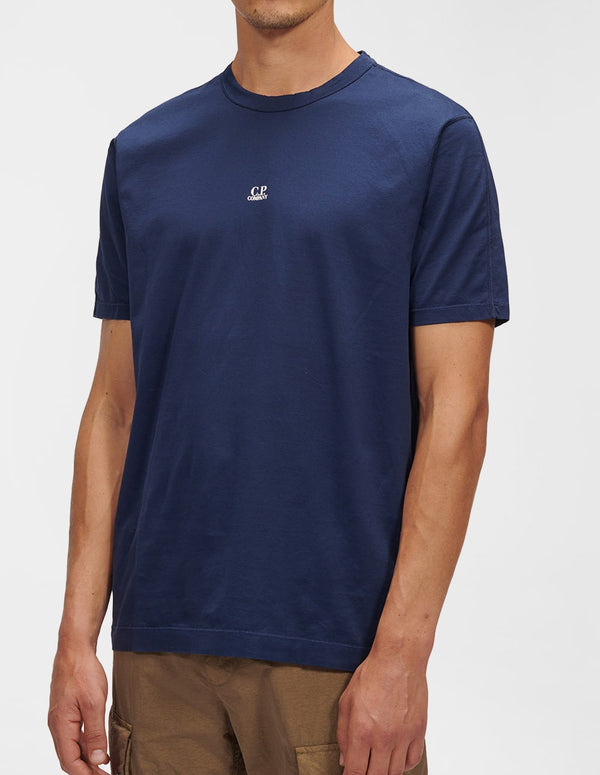 Camiseta C.P. Company Mercerized Twisted Chest Logo Azul Marino Hombre