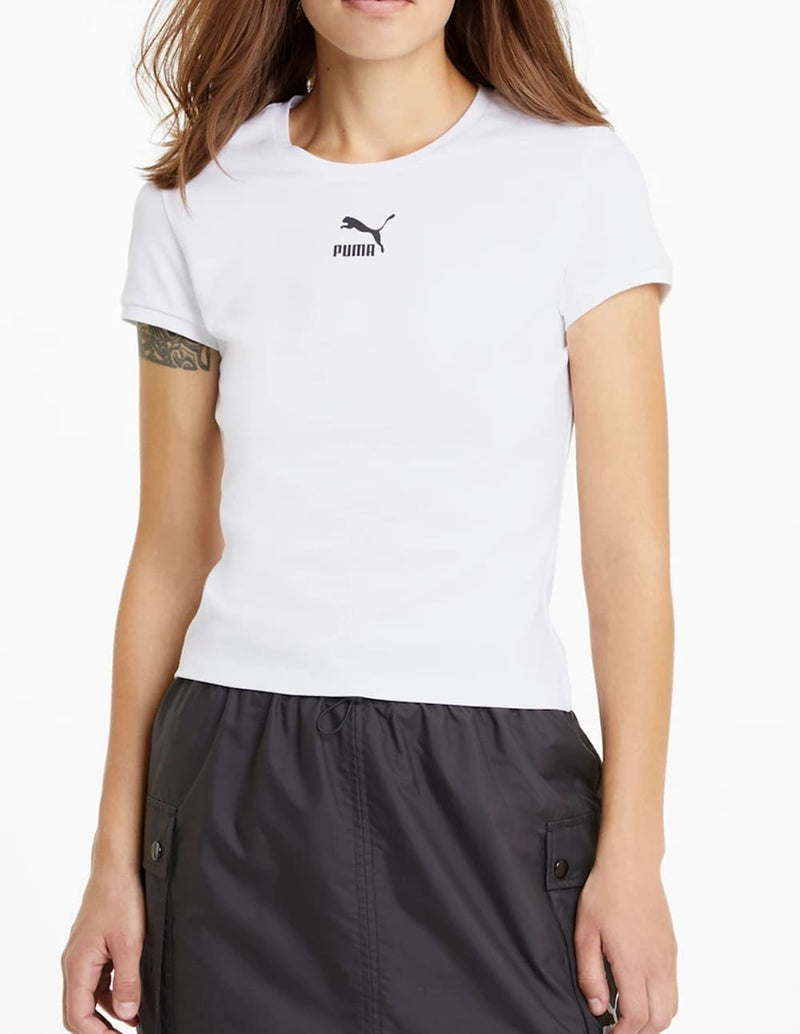 Camiseta Puma Classics Ajustada Blanca Mujer