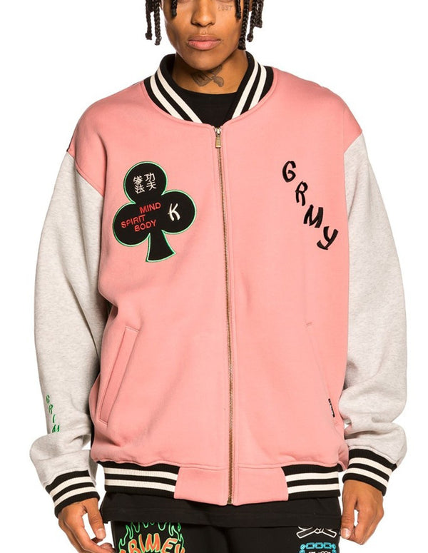 Chaqueta Varsity Grimey "Destroy All Fear" Rosa Hombre