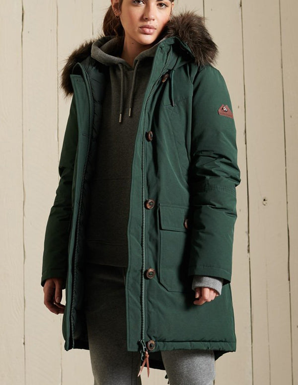 Superdry New Rookie Down Parka Women Green