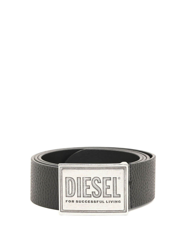 Cinturón de Piel DIESEL Logo en Hebilla Negro Unisex