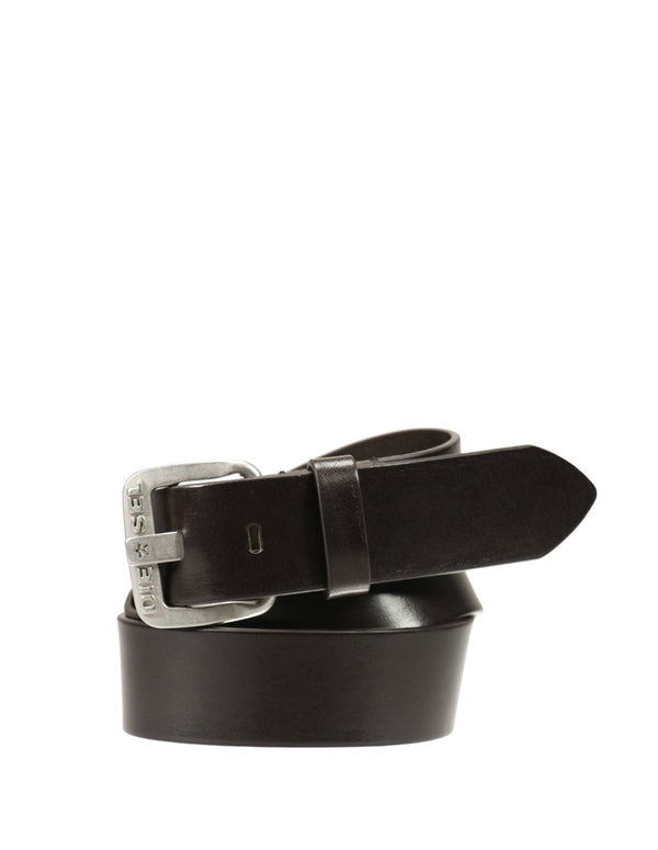 DIESEL Leather Belt with Logo in Brown Buckle for Man