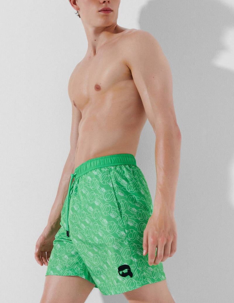 Karl Lagerfeld Logo Ikonic Green Men's Swimsuit