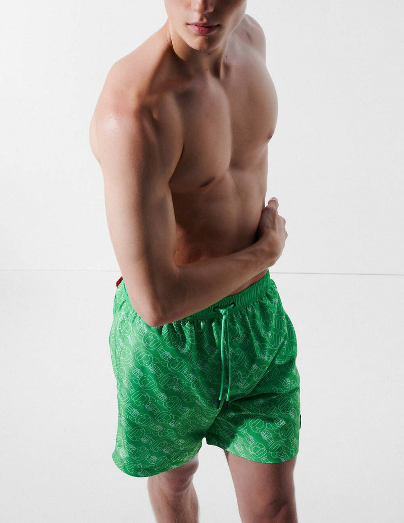 Karl Lagerfeld Logo Ikonic Green Men's Swimsuit