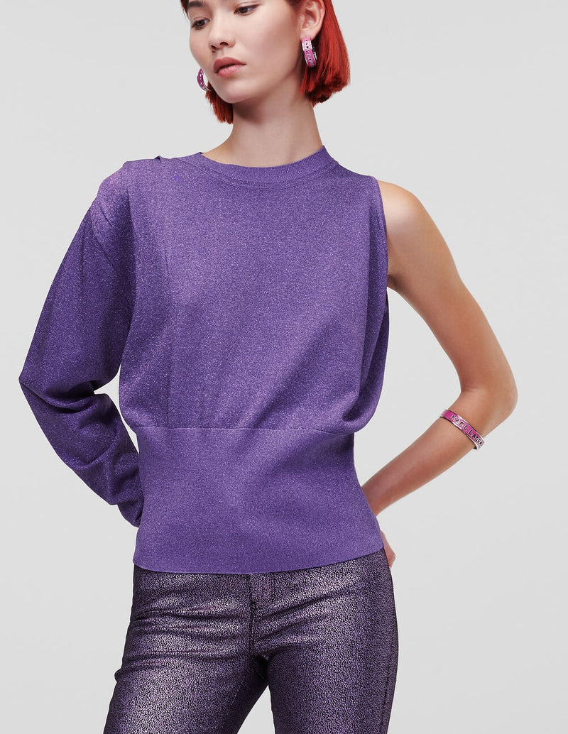 Karl Lagerfeld Asymmetric Iridescent Purple Women's Sweater