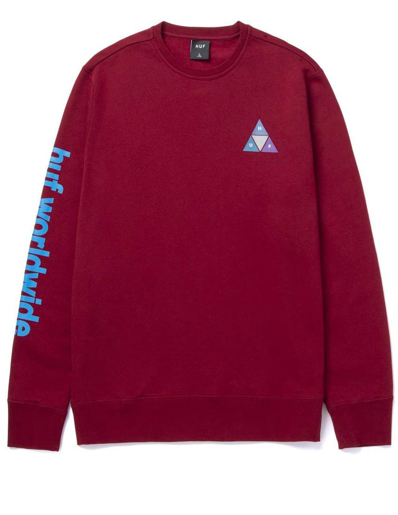 HUF Triple Triangle Burgundy Men's Sweatshirt
