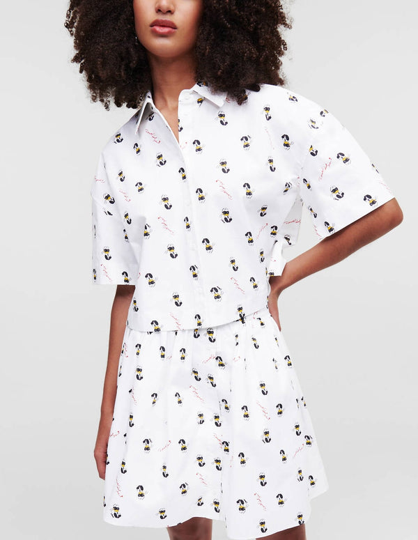 Camisa Karl Lagerfeld Disney Logo de Popelina Blanca Mujer