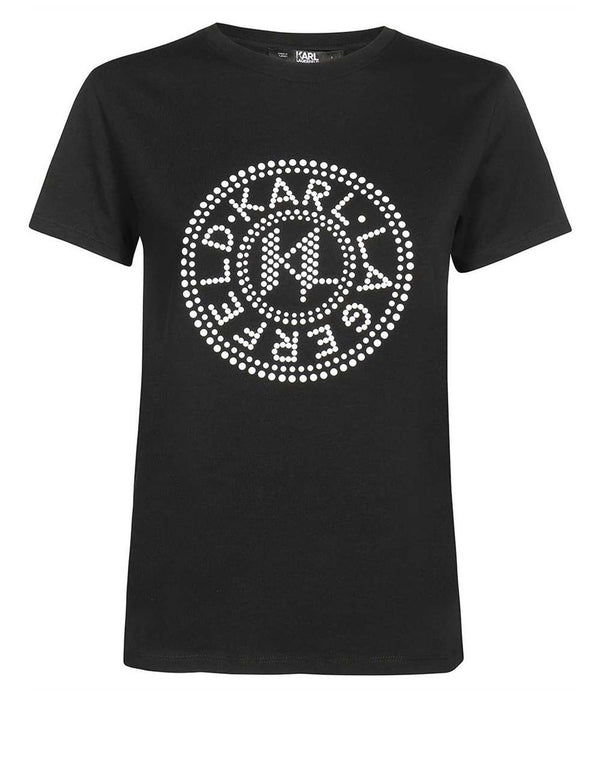 Camiseta Karl Lagerfeld Hotfix Logo Negra Mujer