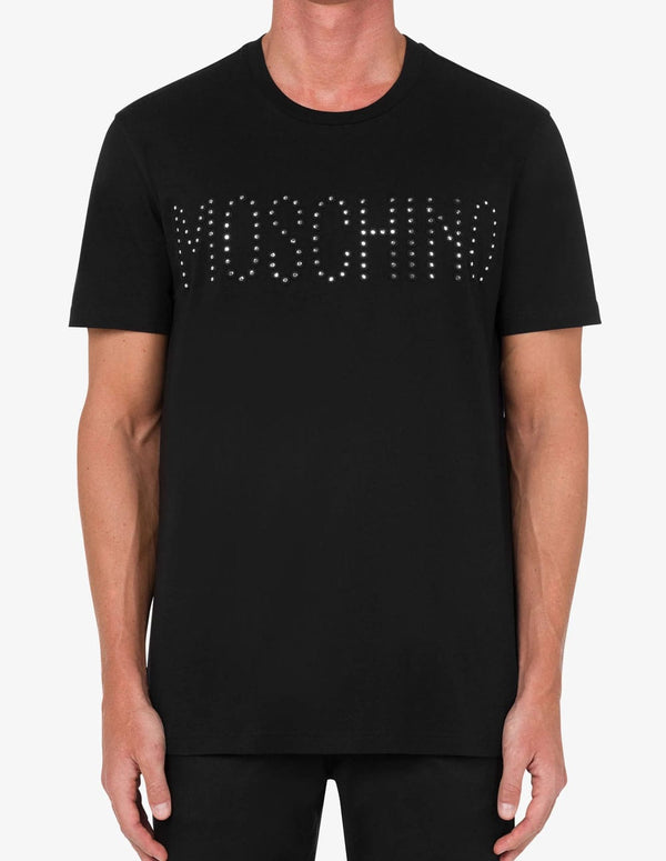 Camiseta Moschino Couture Embroidered Mirrors Negra Hombre