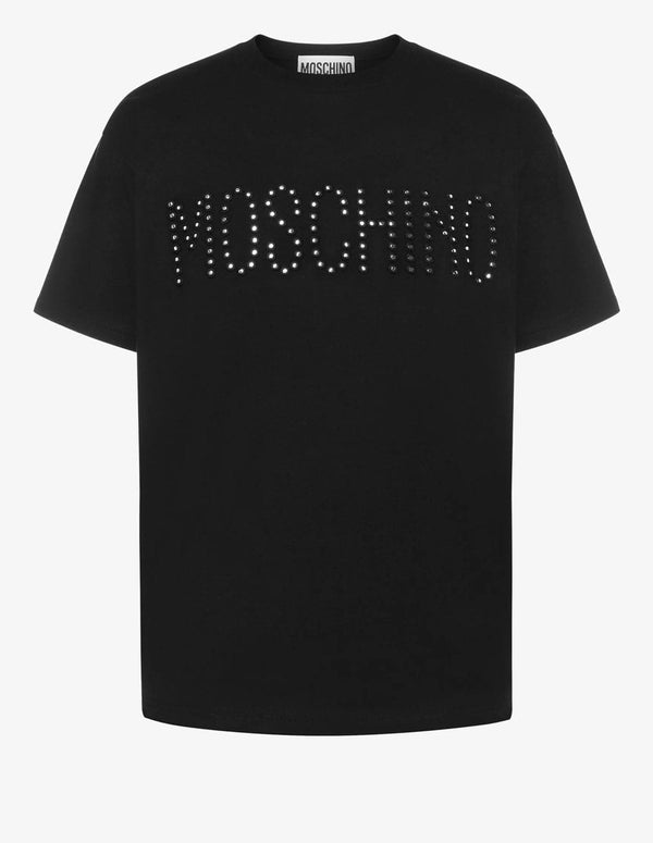 Camiseta Moschino Couture Embroidered Mirrors Negra Hombre