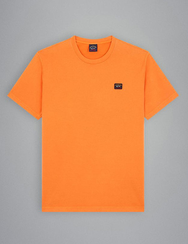 Camiseta Paul & Shark de Algodón Teñido en Prenda Naranja Hombre