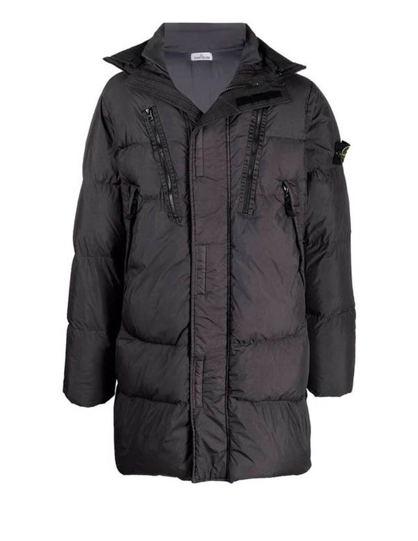 Stone Island Down Parka with Hood Anthracite Gray Man