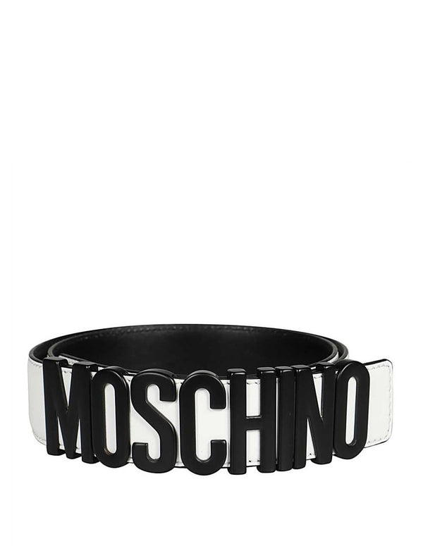 Cinturón Moschino Couture con Logo Negro Blanco Hombre