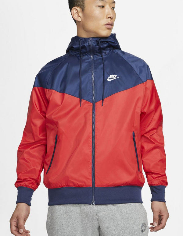 Chaqueta Chubasquero Nike con Capucha Azul Marino y Rojo Hombre