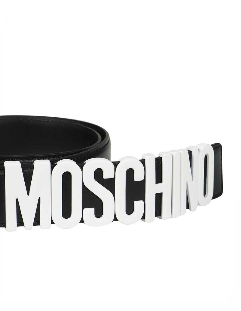 Cinturón Moschino Couture con Logo Blanco Negro Hombre