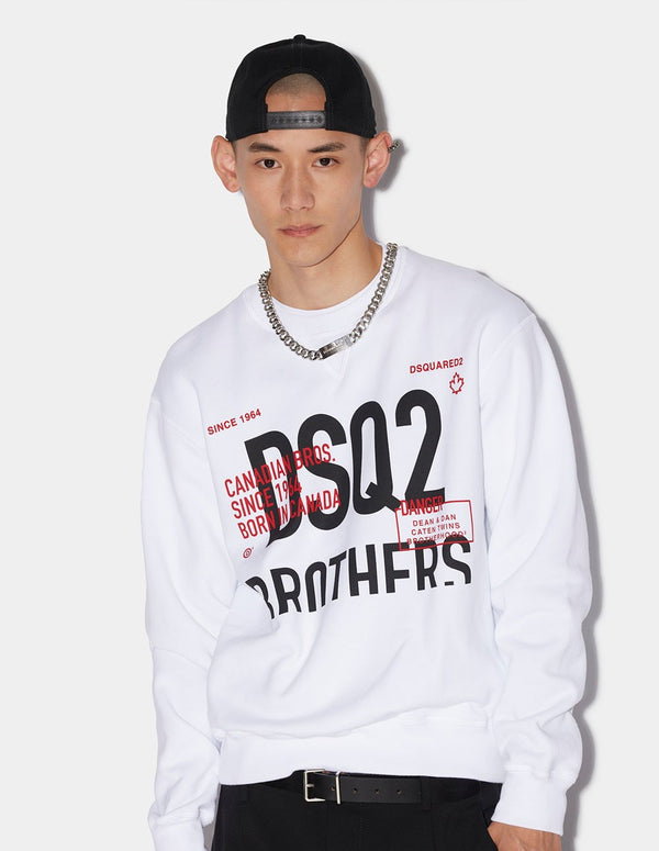 Dsquared2 Sweatshirt with Printed Logo and Name White Men