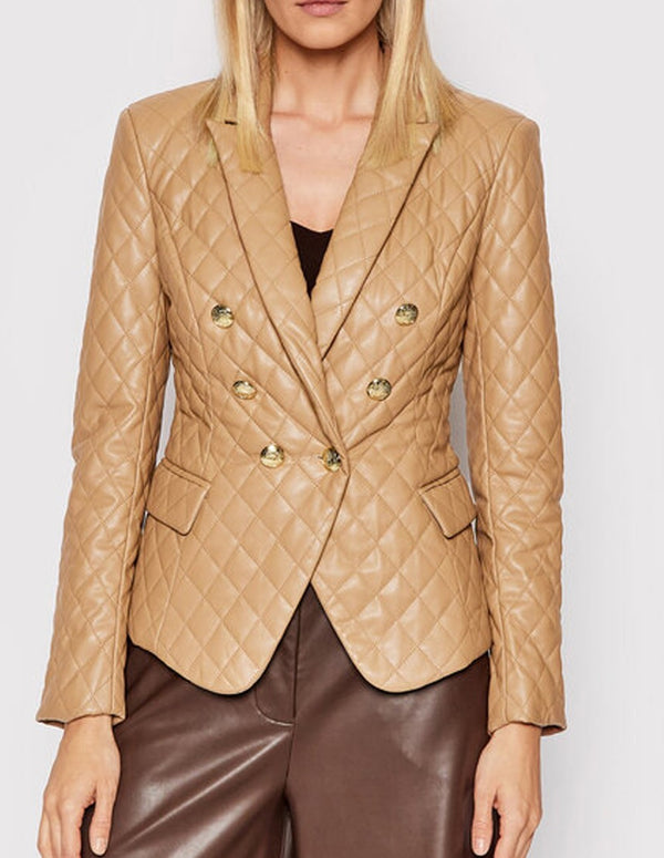 GUESS Faux Leather Jacket with Beige Buttons for Women