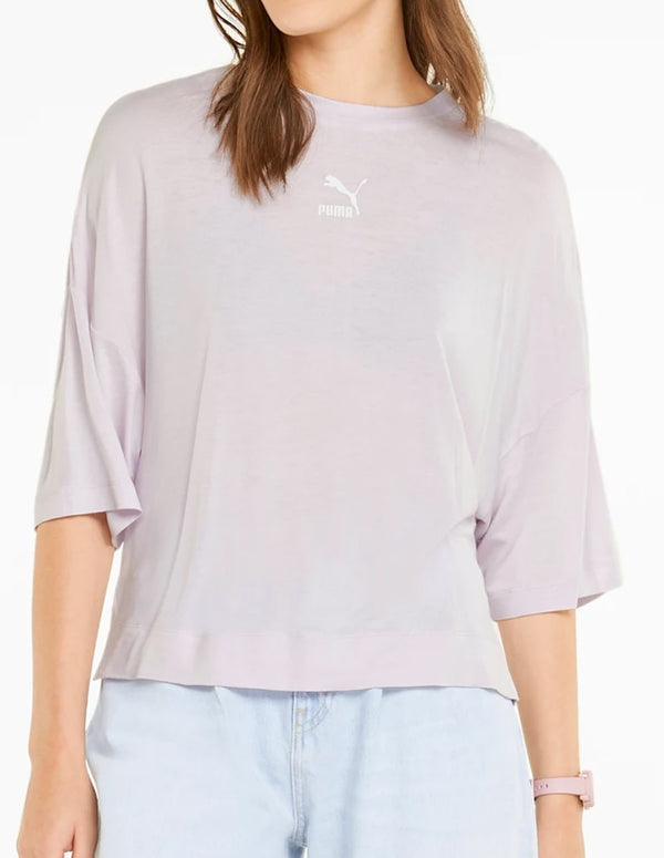 Puma Classics Oversize T-shirt with Logo and Half Sleeves Purple Women