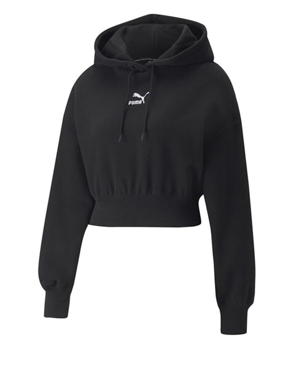 Women's Black Short Puma Hooded Sweatshirt