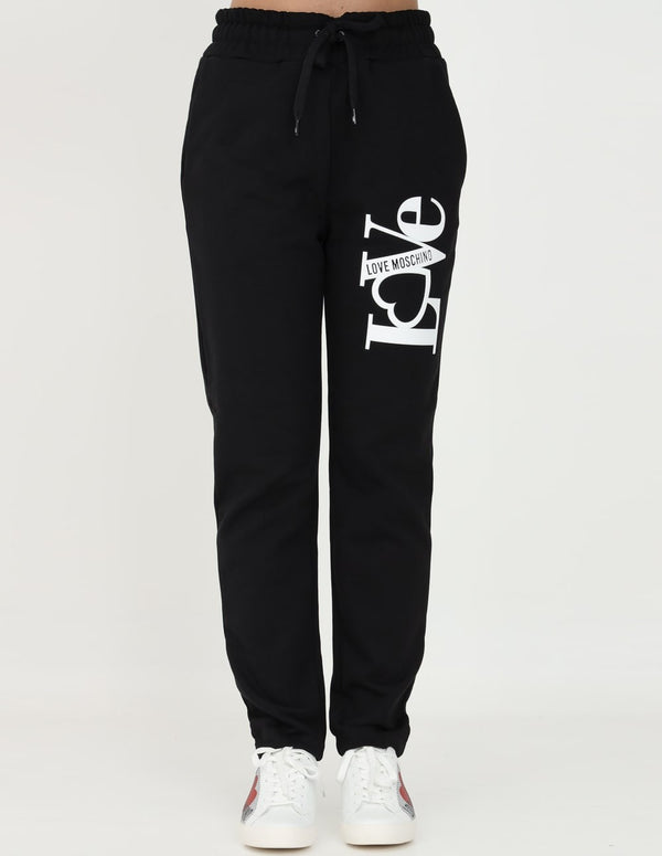 Love Moschino Trousers with Large Logo Black Women