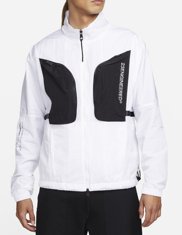 Jordan 23 Engineered Jacket with Chest and Side Pockets White and Black for Men