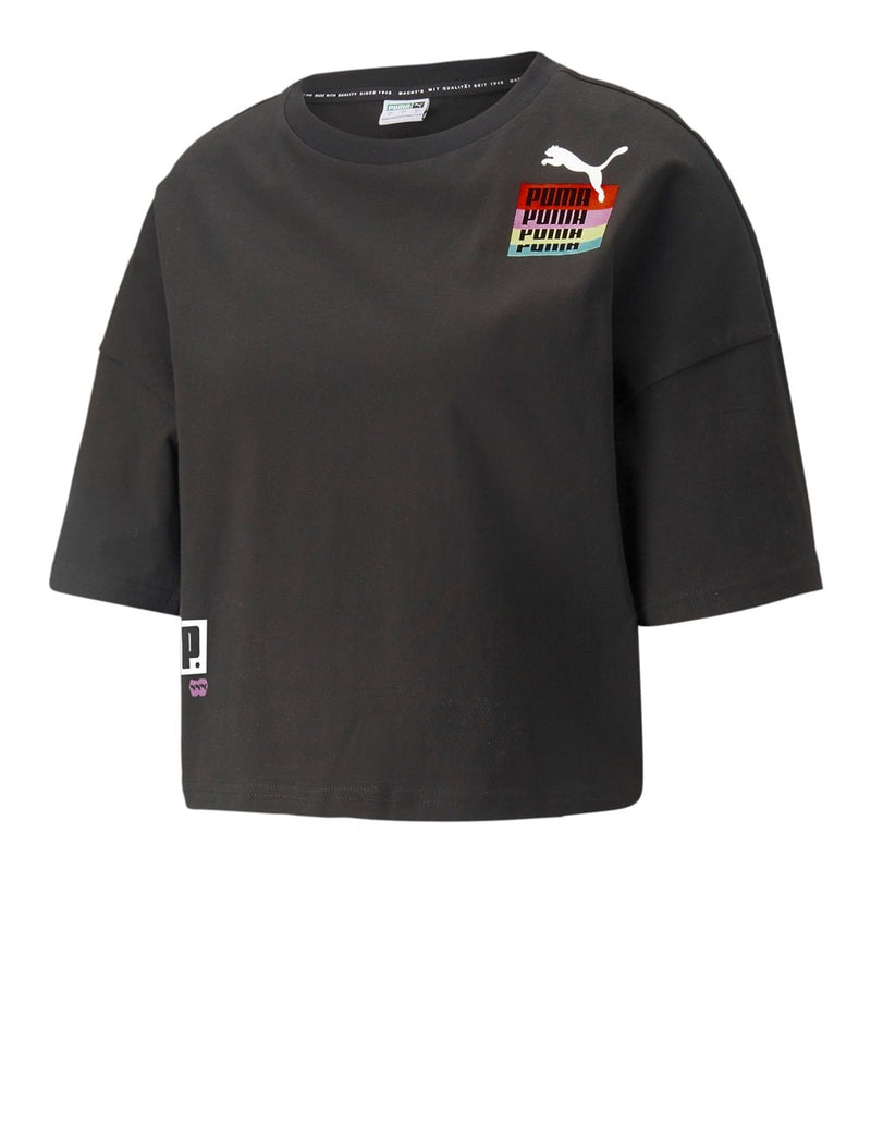 Camiseta Puma Brand Love Oversize Negra Mujer