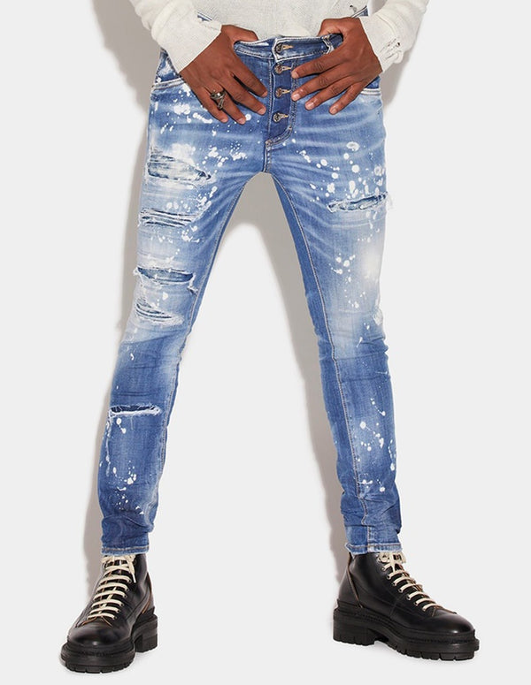 Pantalón Vaquero Dsquared2 con Rotos Azul Hombre