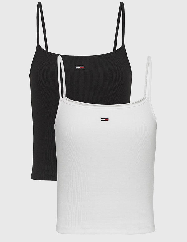 Tommy Jeans Essential 2 Pack Black and White Women's Tank Top