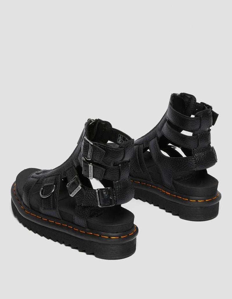 Dr. Martens Olson Zipped Leather Strap Sandals Black Womens