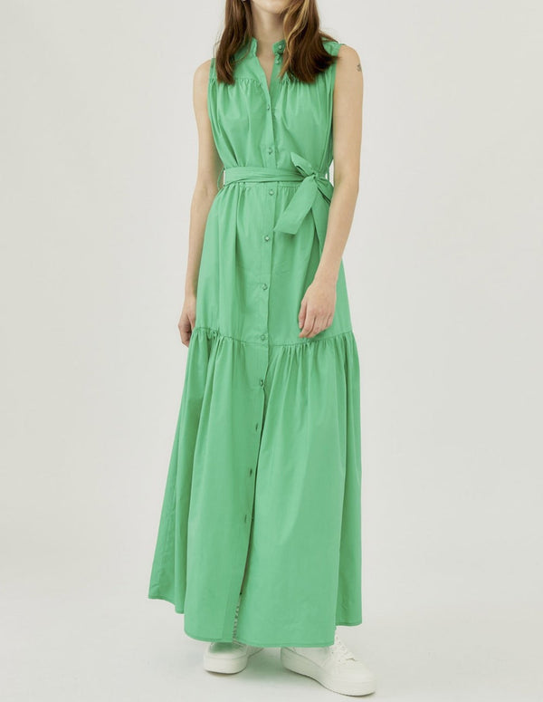 Silvian Heach Sleeveless Green Shirt Dress for Women