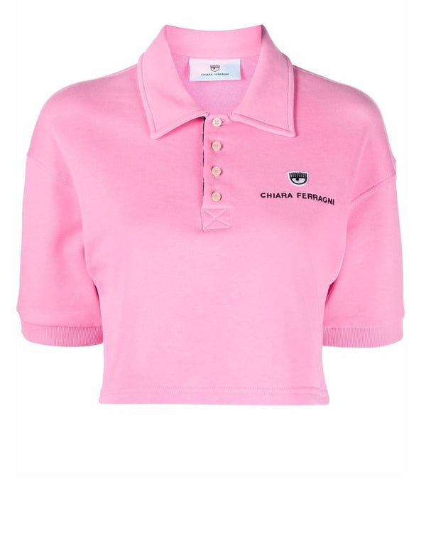 Chiara Ferragni Short Sleeve Polo Shirt with Pink Logo Women